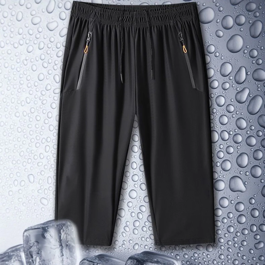 Men Ice Silk Loose Athletic Shorts for Summer Running Jogging Gym Training Quick Dry Elastic Waist Drawstring Short Pants