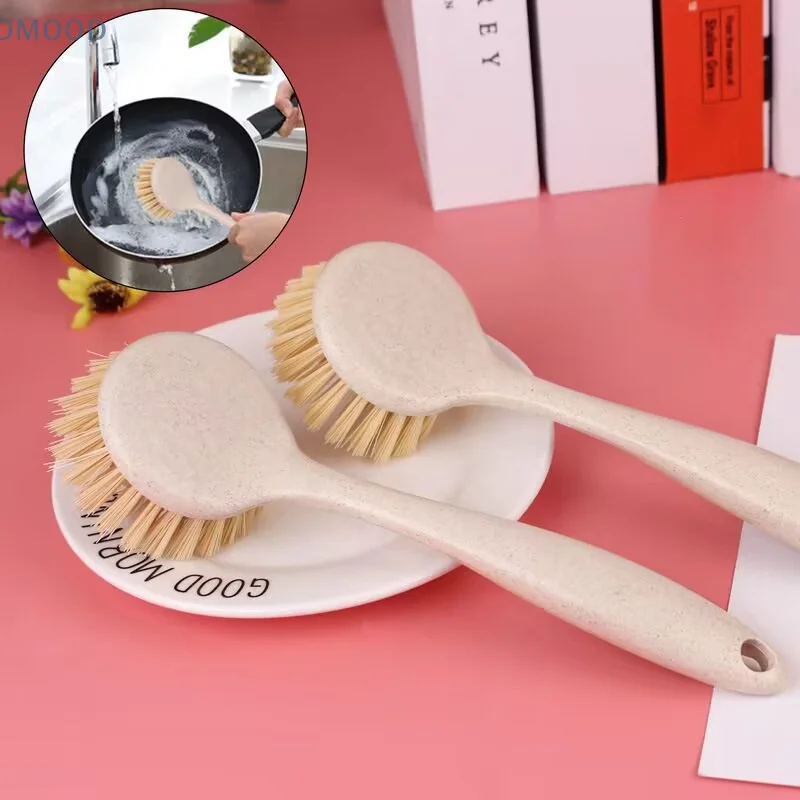 1pc Kitchen Cleaning Brush Long Handle Pan Pot Brush Multifunctional Plate Bowl Dish Washing Brushes Stain Removal Tools