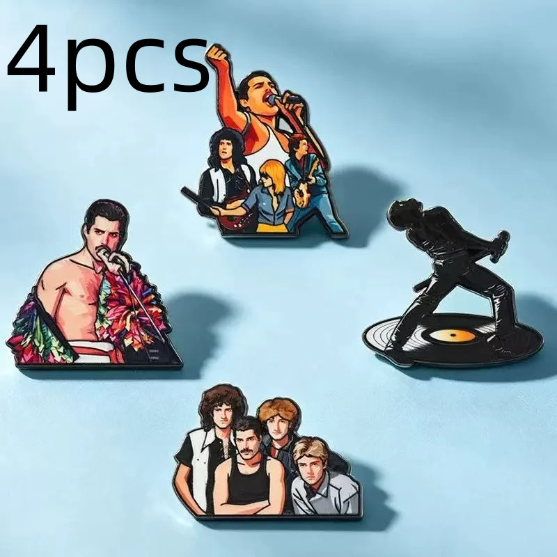 4pcs Music Series Enamel Pin Set Cartoon Character Art Design Collection Boy Girl Badge Decorations Lapel Jewelry