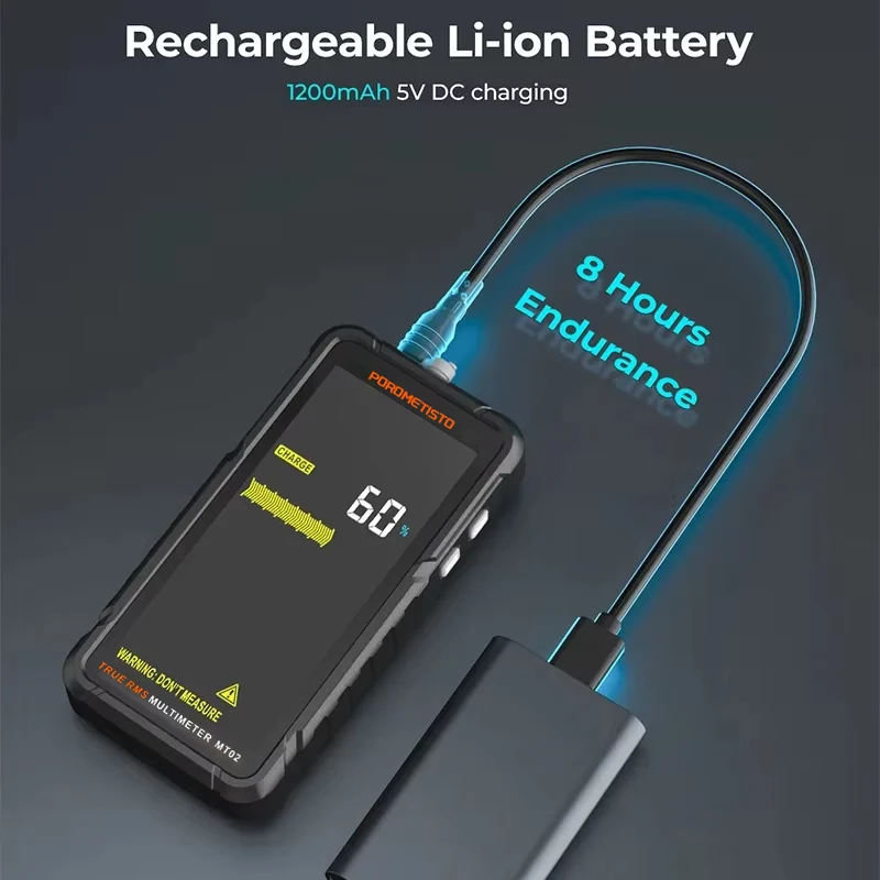 Mt02-スマート充電式マルチメータ,true rms,600v,10a,デジタルマルチメーター,ac,dc,電流電圧,オーム,hz,液滴ncvテスター