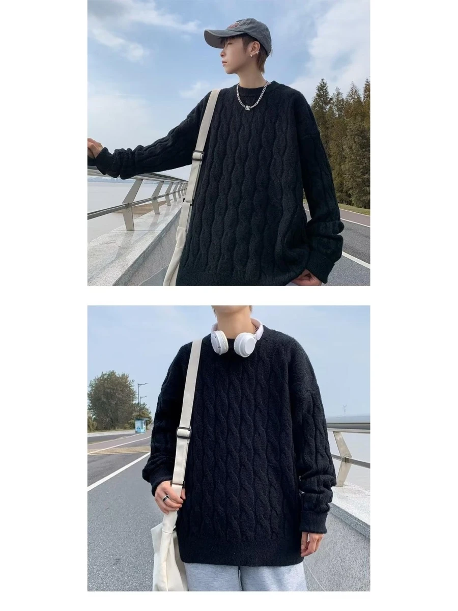 

Мужской вязаный свитер, осенне-зимний модный круглый Ne Thi, внутренняя одежда, базовый слой, цвет, универсальный японский гон...