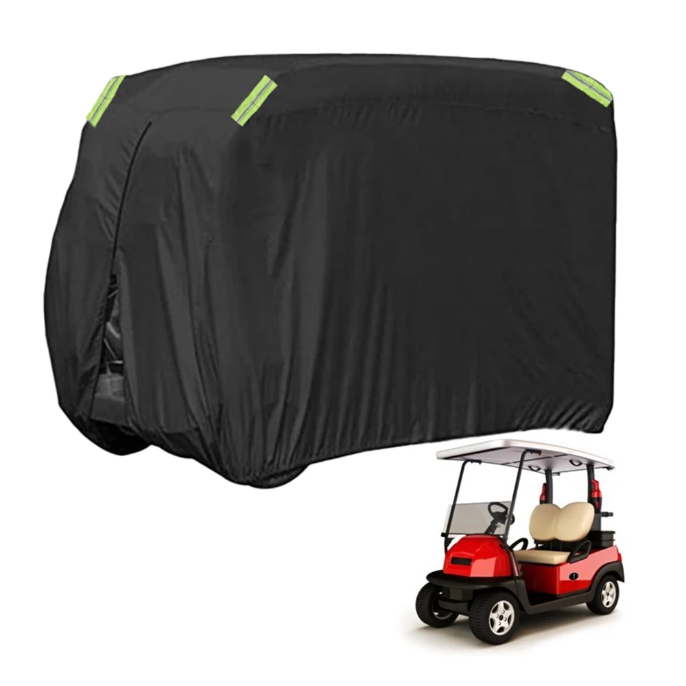 Golf Cart Cover 210D Oxford Fits EZGO, Club Car, Yamaha Golf Carts with Reflective Strips, All Weather Protection