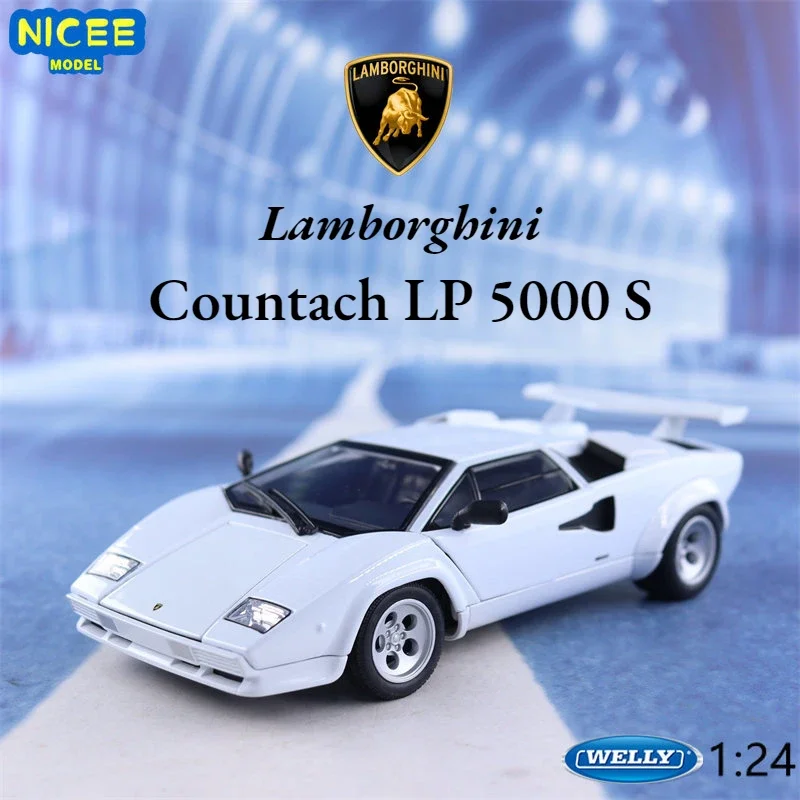 WELLY-coche deportivo Lamborghini Countach LP 5000 S, coche de aleación de Metal fundido a presión, modelo de coche, juguetes para niños, regalos de