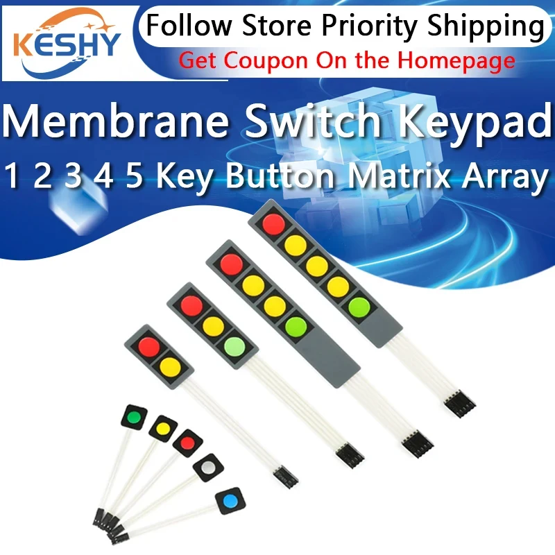 1 2 3 4 5 Key Button Membrane Switch Matrix Array Keyboard Keypad Control Panel Pad DIY Kit For Arduino Smart Car - Image 6