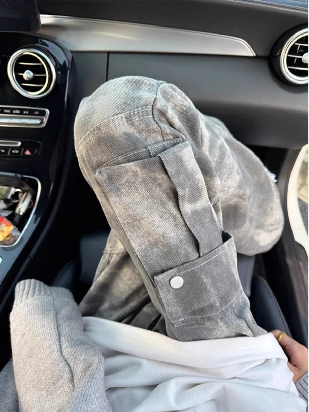 

Американские камуфляжные мужские летние большие окрашенные прямые повседневные джинсы в стиле ретро, дизайнерская рабочая одежда, джинсовые брюки