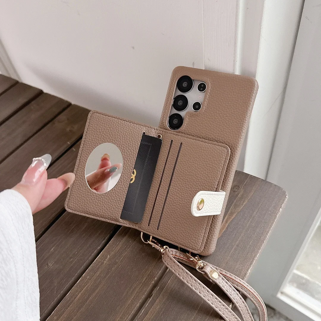 YP1 الفاخرة Crossbody الجلود فتحة للبطاقات محفظة محفظة حقيبة لهاتف سامسونج غالاكسي S25Edge S24 FE S23 زائد S22 الترا مرآة شل غطاء