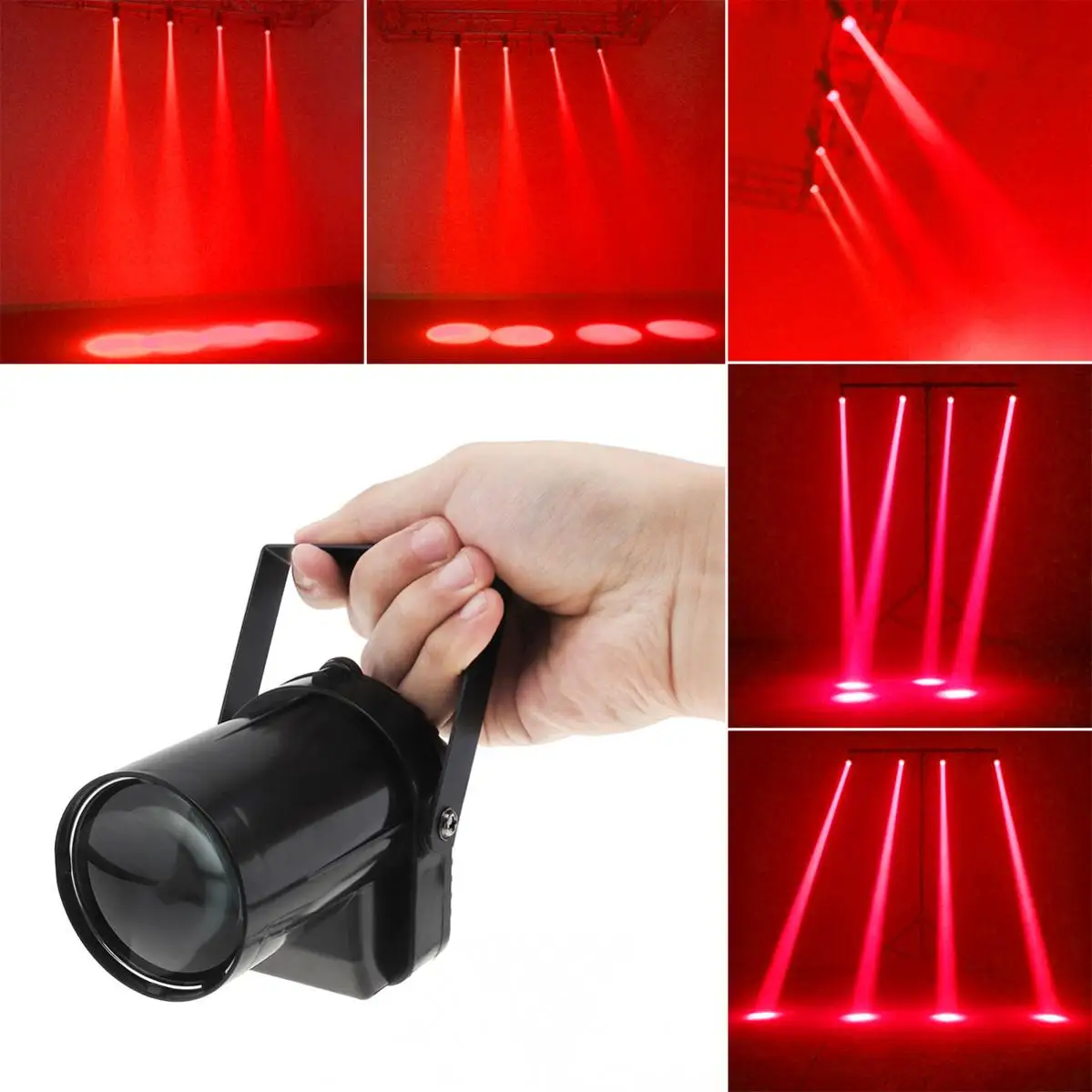 5W Red LED Beam Spotlight Ball DJ Bar Adjustable Angle Rotating Stage Light Fixed Lamp with Stand