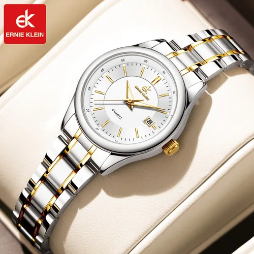 Imagen 1 del producto Relojes ERNIE KLEIN para mujer, reloj de pulsera sencillo de lujo a la moda elegante para mujer, resistente al agua, fecha luminosa, regalo exquisito para niña