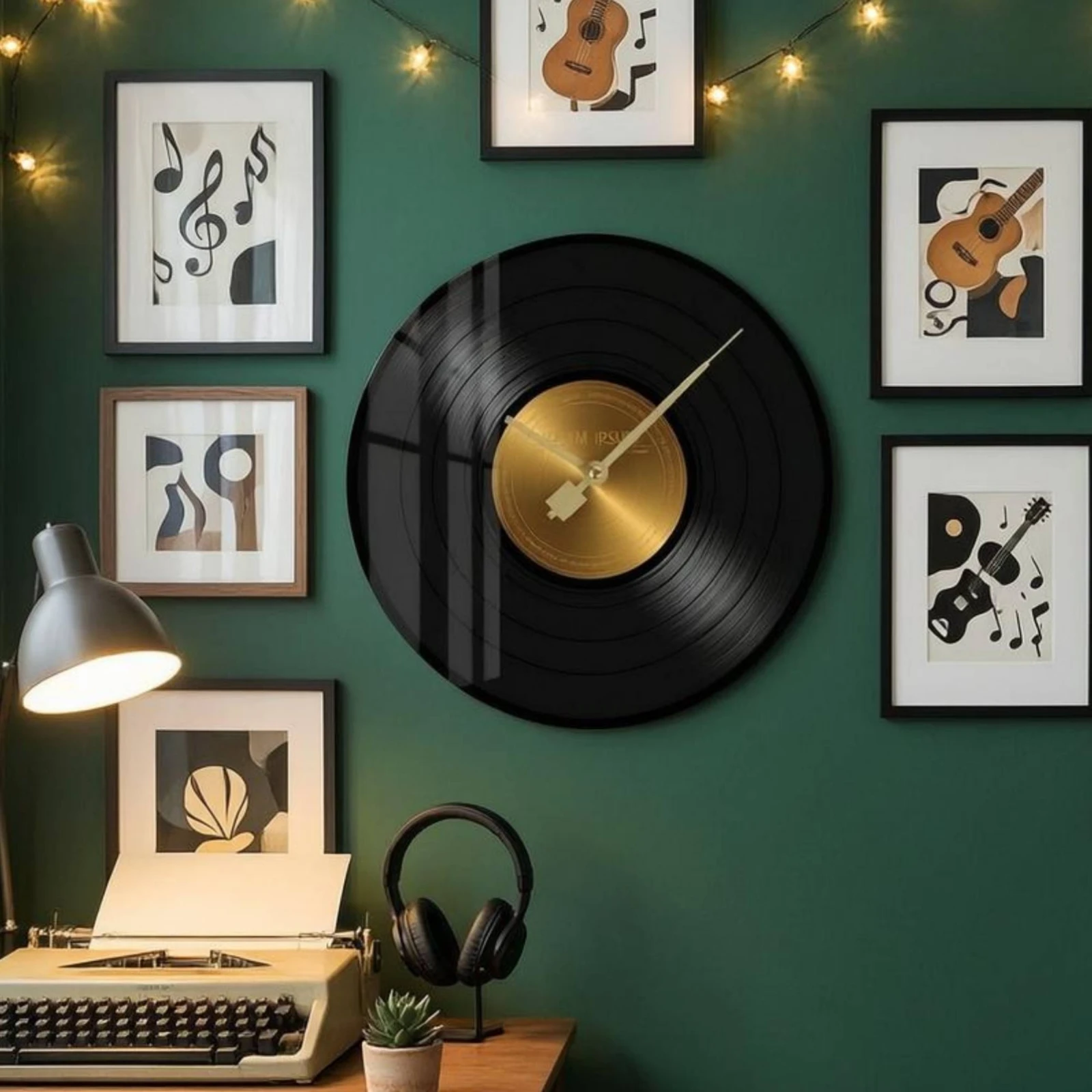 Vinyl Disc Wall Timepiece Quartz Movement Music Themed Wall Timepiece Round Shape Noiseless Sweeping Timepiece Tempered Glass