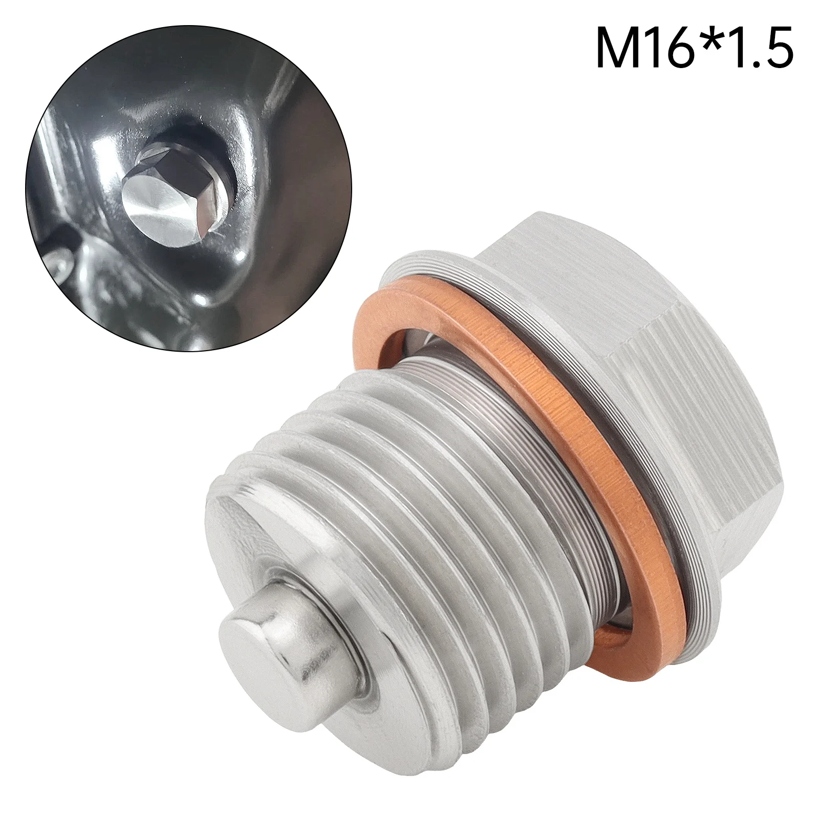 

M16 x 1.5 Stainless Steel Magnetic Oil Drain Plug Fit for Subaru Toyota Mini Copper Gasket Crush Washer Universal Drain Plug