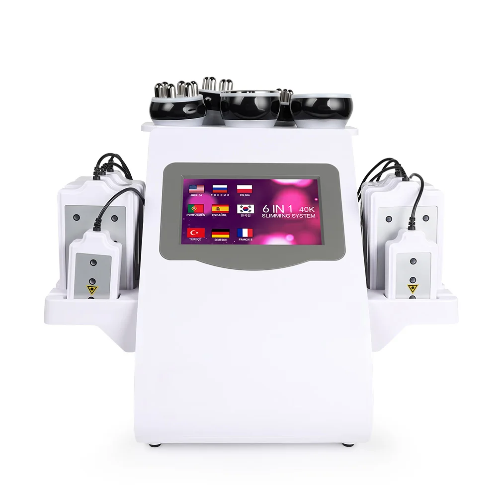 

6 in 1 40K Cavitation Machine, RF Vacuum Lipolaser Body Sculpting Facial Lifting Slimming Beauty Device for Salon Home Spa