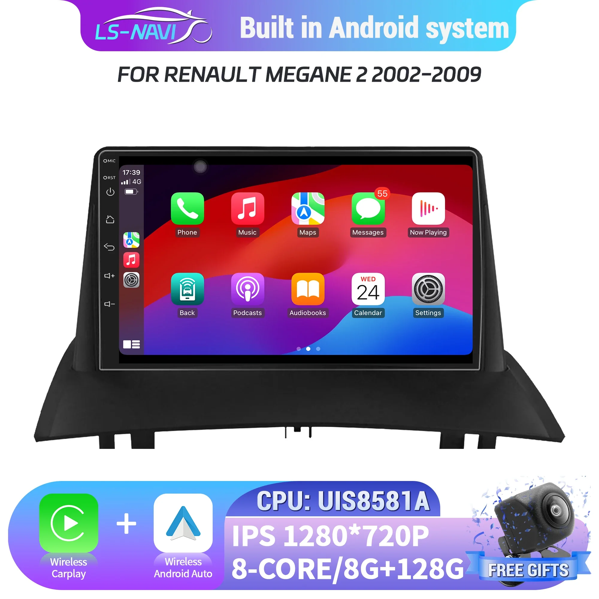 

Android 14 For Renault Megane 2 2002-2009 Car Radio Multimedia Navigation 4G GPS Wireless Carplay Stereo Head Unit Touch Screen