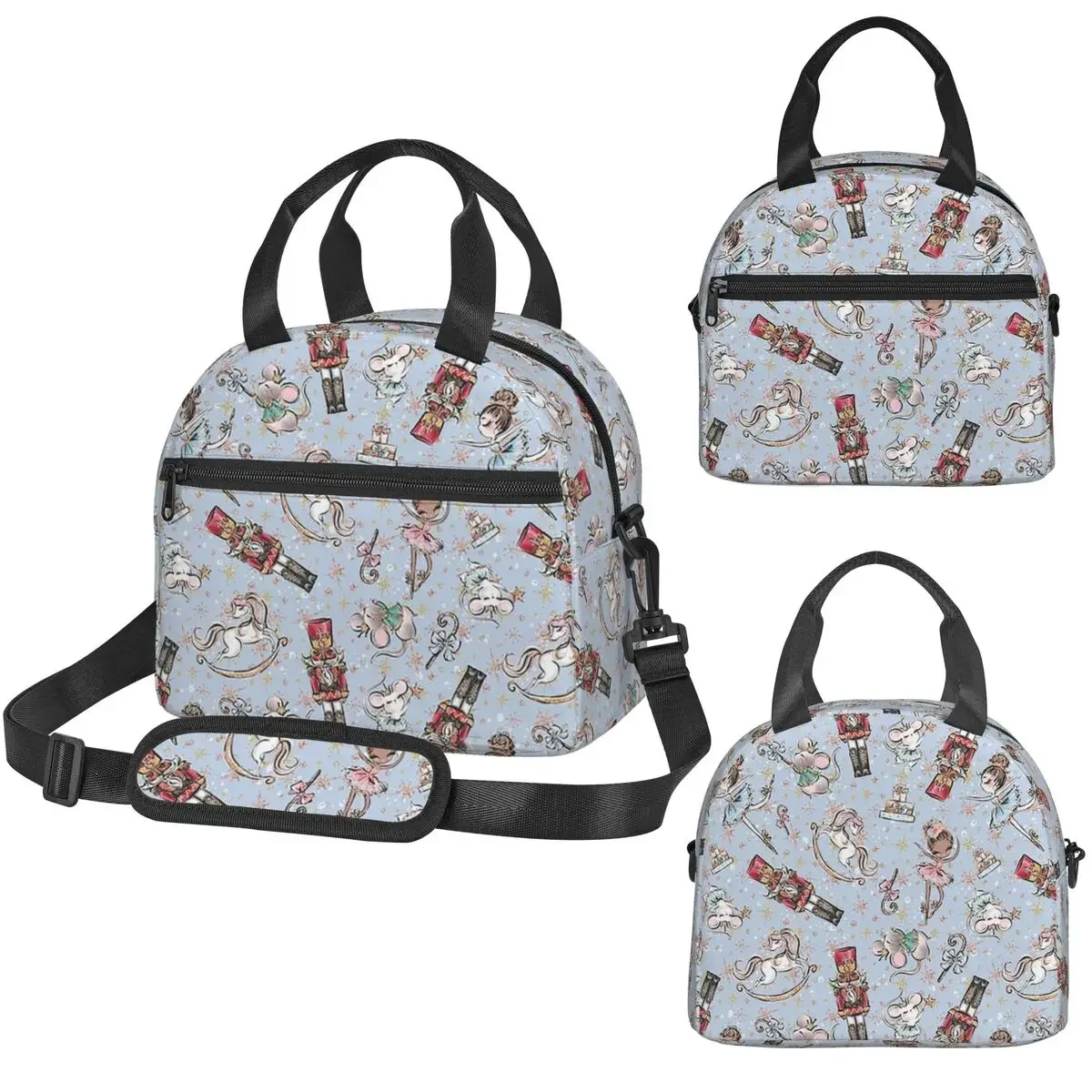 Christmas Nutcrackers Stars Ballerina Violin Insulated Lunch Bag for Women Kids Portable Food Boxes Thermal Lunch Box Tote