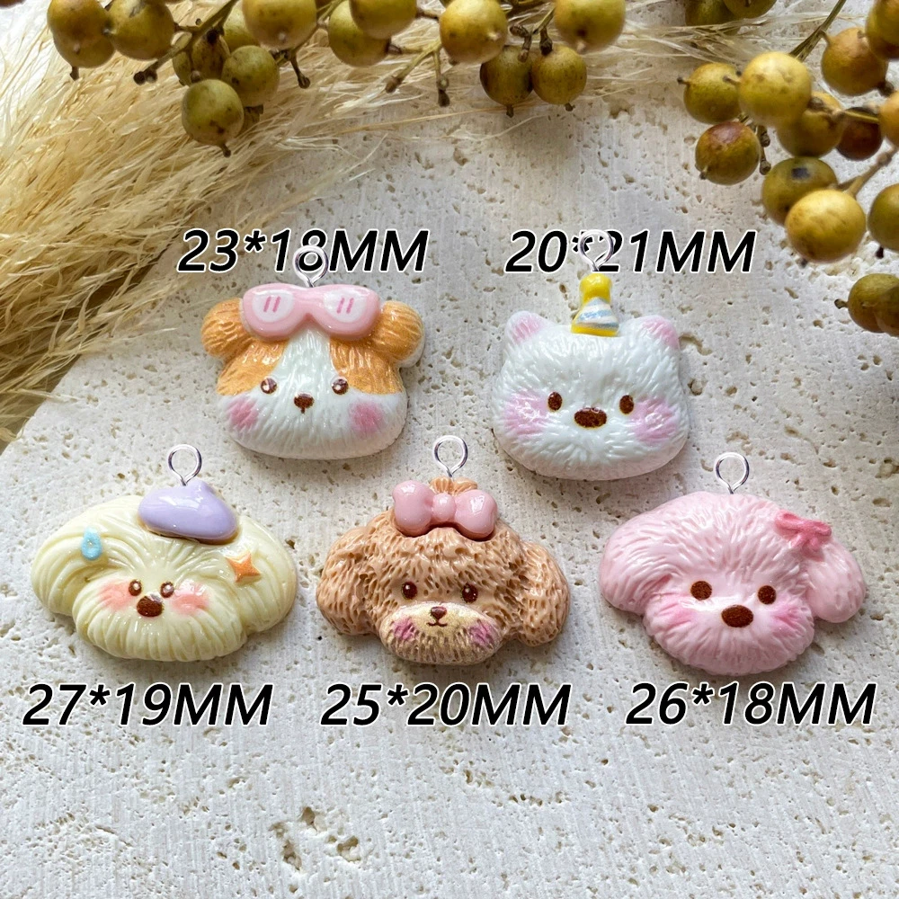 10 قطعة Kawaii اليدوية الكلب رئيس قلادة لصنع المجوهرات النتائج الإبداعية الراتنج الحيوانات السحر فلاتباك لتقوم بها بنفسك أقراط C805