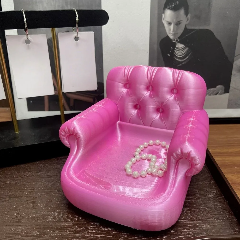 

Elegant Bow 3D Printed Jewelry Tray Decorative Sweet Sofa-shaped Ring Holder Baroque Style Creative Shell Shape Jewelry Tray