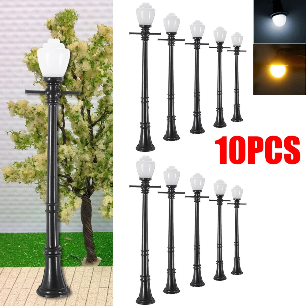 

10Pcs Micro Street Lamp Road Streetlight Mini Lamppost Light LED Lighting Miniature Model DIY Craft Garden Landscape Decoration