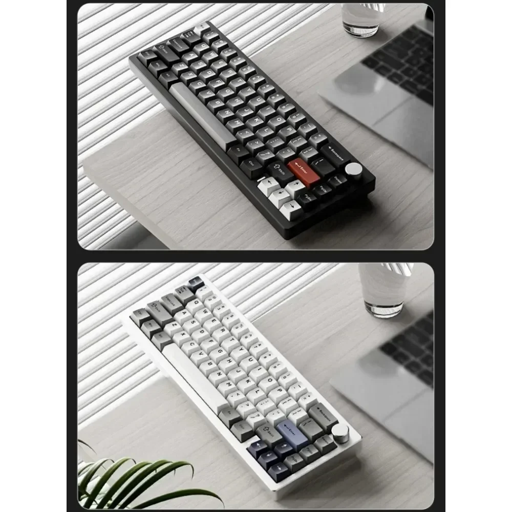 KEYNOVO AL68 Wireless  Mechanical Keyboard Customized RGB 65% Layout Aluminum Lump 3-Mode BT/2.4G/Wired QMK/VIA Gasket with Knob