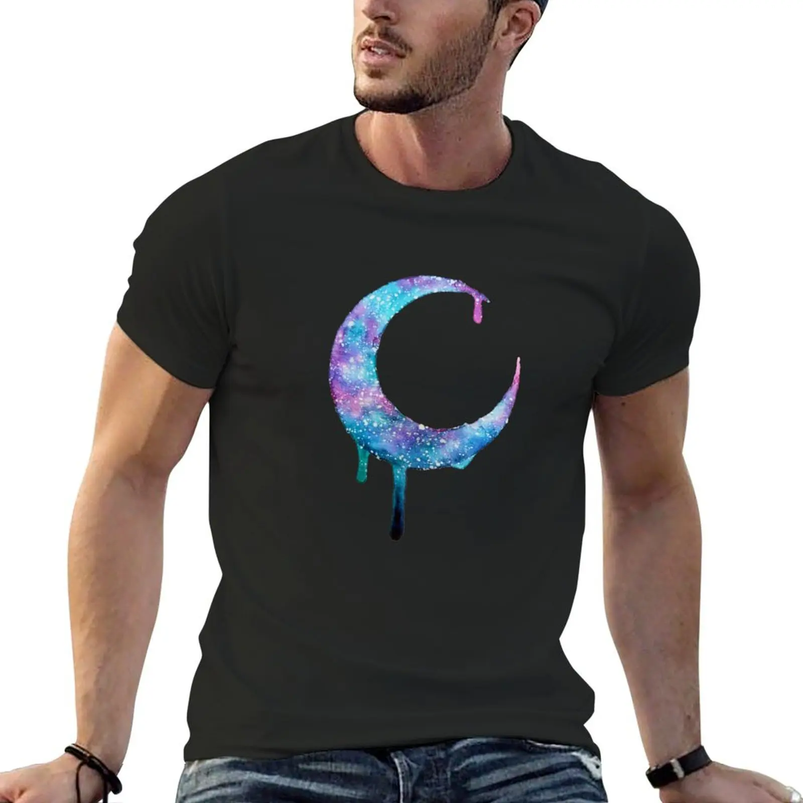 Melting Moon T-Shirt vintage anime shirt baggy shirts tee shirts for men