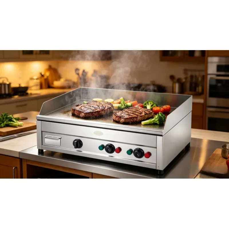 Electric Flat Top Steak Grill Stainless Steel Commercial Hotel Kitchen Equipment 6000 Watts Multifunctional Desktop High