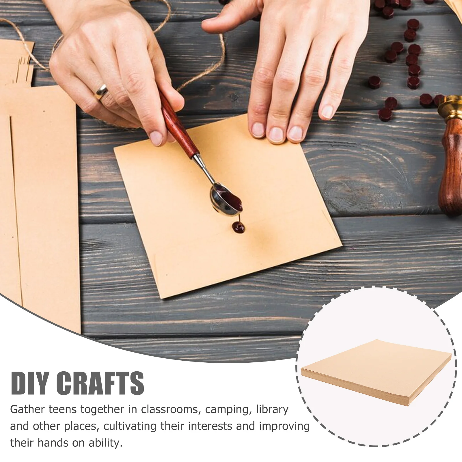 100 Sheets Kraft Paper Art DIY Card Paper Lightweight Safe for Origami Painting Handmade Crafts Cards Papers Photography Kit