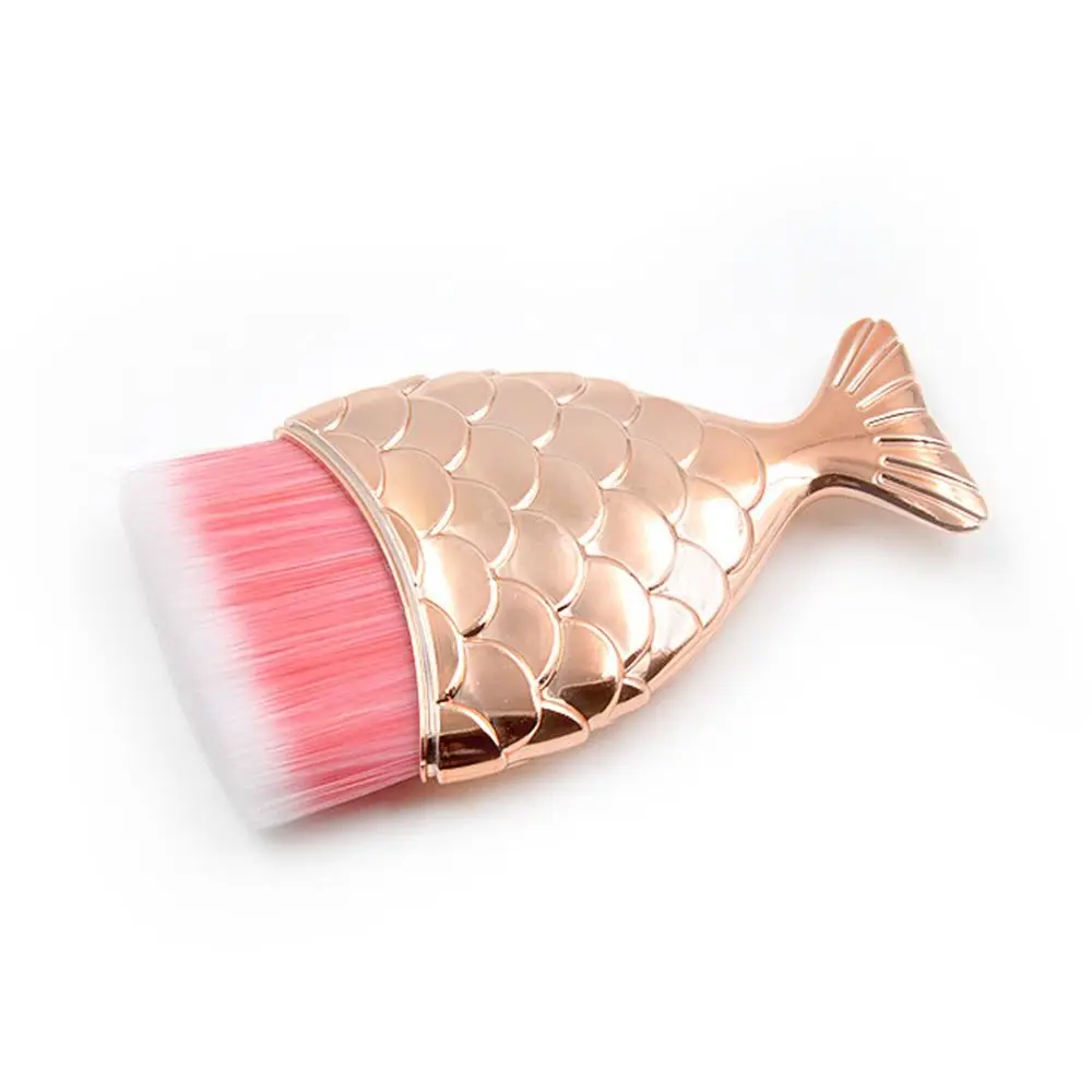 Pinceau de maquillage en forme de sirène, 3 pièces/ensemble, brosse colorée en forme de queue de poisson, pour blush et poudre pour le visage, outils doux