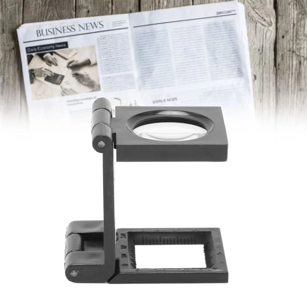 Three Fold Pocket Magnifier Mini Size Dual Scale Optical Viewer Optical Lens 10X Magnification Scale Magnifier Textile Checking