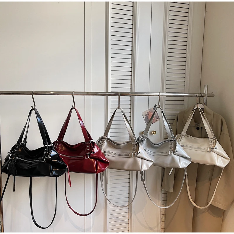 

Сумка через плечо из искусственной кожи премиум-класса, однотонная прямоугольная вместительная сумка-тоут во французском стиле, универсальная повседневная сумка на плечо, новинка