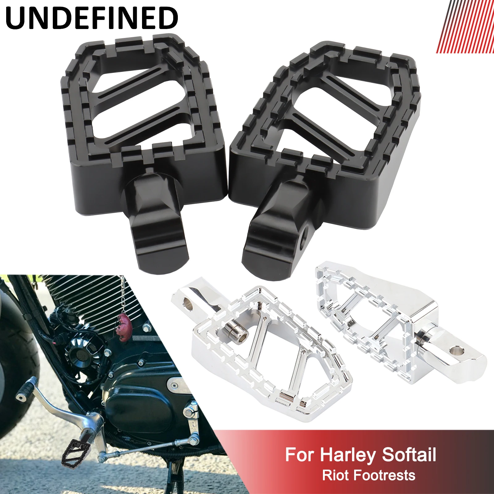 

Riot Footrests Rear Foot Pegs for Harley Softail Fatboy Street Bob FXBB Breakout Slim FLSL FXFB FXDR 2018-2022 Footrest Pedal