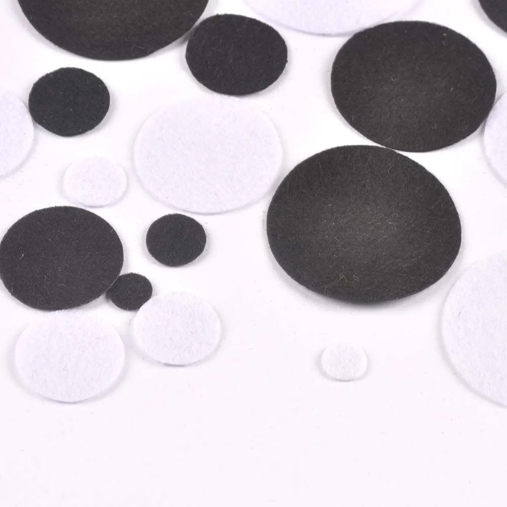 200Pcs Black White Round Felt Patches Apparel Appliques DIY Sew-On Clothes Decor Handmade Crafts Sewing Fabric Accessory 10-50mm