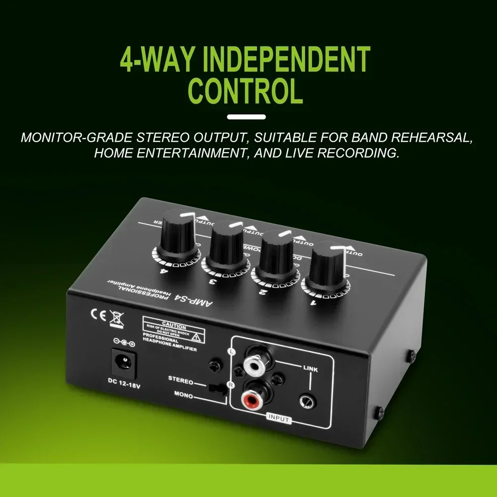 Leicozic Stereo Headphone Amplifier 4 Channel Amplificatore DC12V Power Adapter Studio Recording Equipment DJ Audio Amplificador