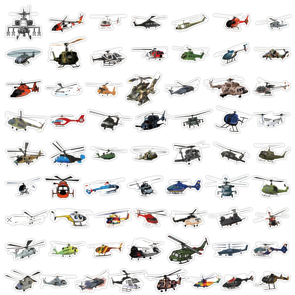 10/30/60PCS Science Fiction Helicopter Interesting War Sticker Travel Luggage Guitar Laptop Graffiti Waterproof Sticker Toys