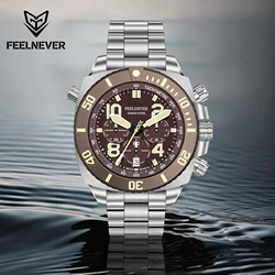 FeelNever NEW Original Professional Diving Sports Men Quartz chronograph Watches VK63 Sapphire Crystal 50Bar Date Reloj Hombre