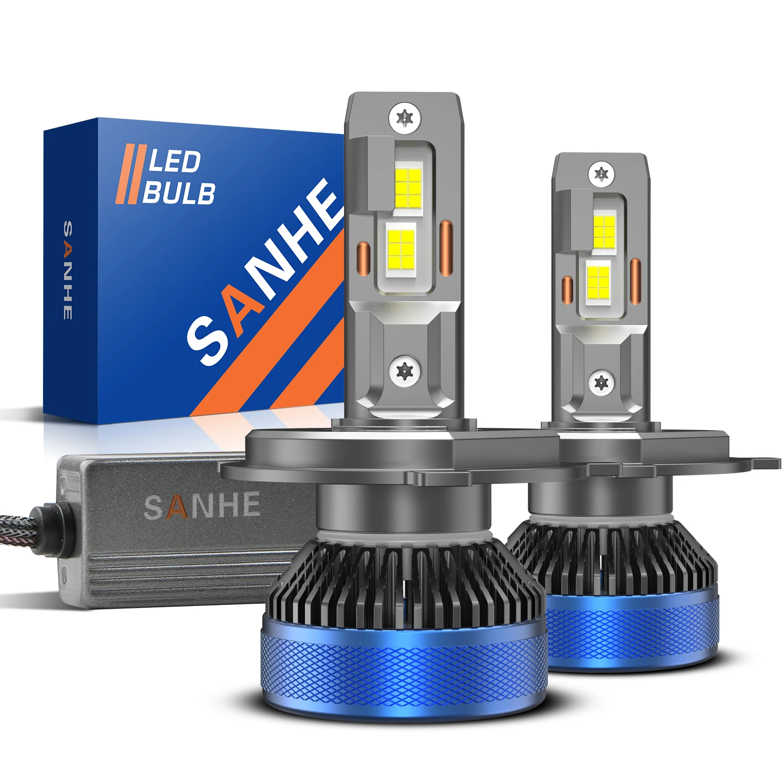 SANHE H4/9003/HB2 LED Headlight Bulbs High and Low Beam High Power 140W 40000LM Super Bright 6500K Cool White,Quick Installation