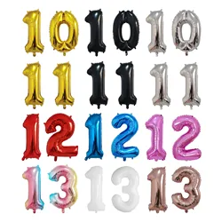 2Pcs 32 Inch Gold Silver Black Blue Red Helium Foil Number Balloon 10 11 12 13 14 15 Happy Birthday Party Decoration Supplies