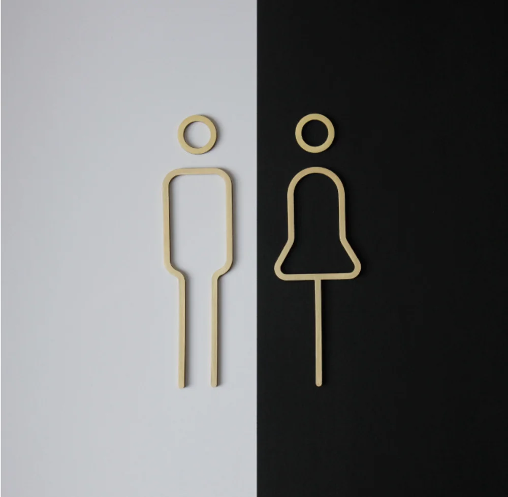 1 stücke Kreative Messing Wc Logo männer und frauen Wc Türschild Waschraum Zeichen Wc Platte Metall beschilderung Bord – Detail 5