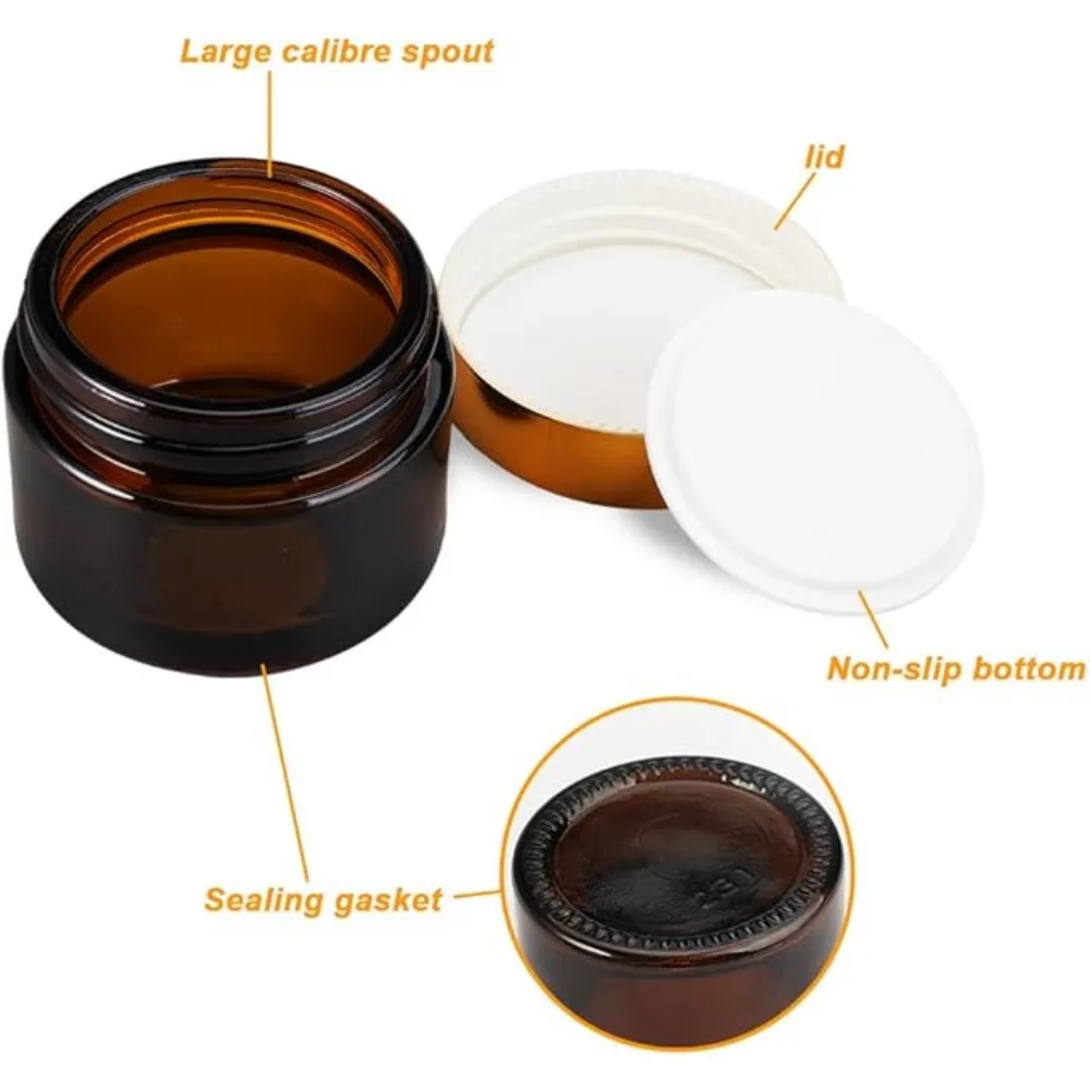 10 Stück 5/10/15/20/30/50g Glas-Bernsteinfarbene Kosmetik-Gesichtscreme-Runddosen mit Deckel, Leere Nachfüllbare Kosmetikbehälter für Creme und Lotion – Detail 3