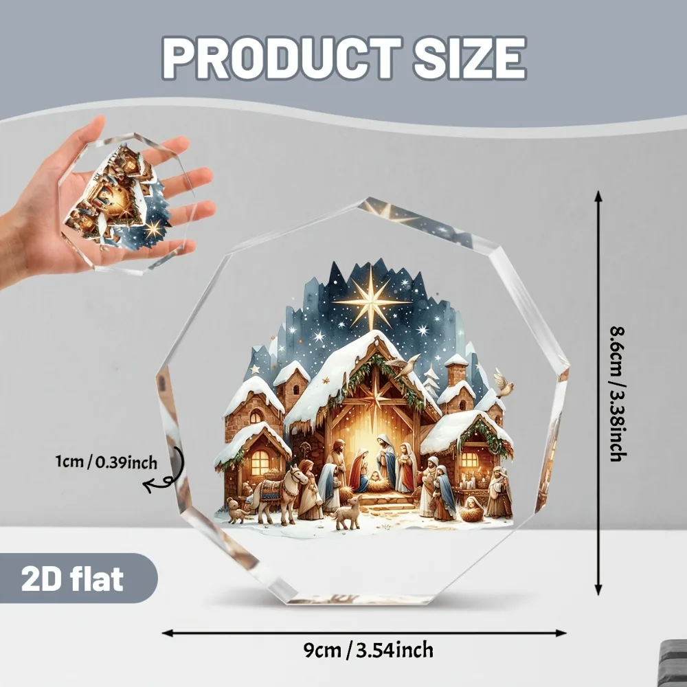 CIFBUY Acrylic Nativity Plaque 2D Flat Religious Manger Decor Versatile Home Desktop Display Art Ornament