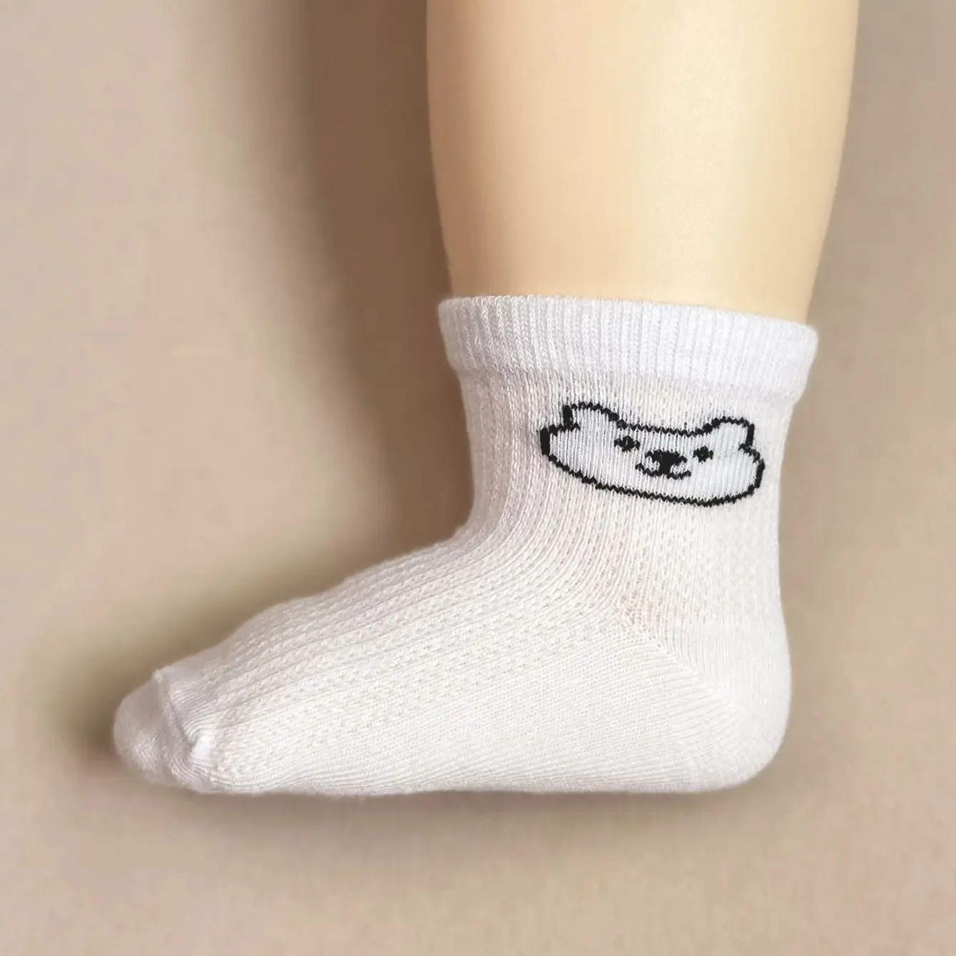 5pairs/set Infant Cartoon Solid Color Baby Socks Soft And Comfortable White Mid-Calf Socks For Daily Life