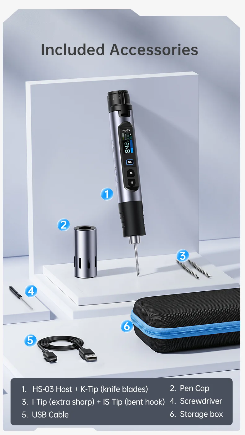FNIRSI HS-03 Verbesserter Lötkolben 100-450 ℃ Einstellbare Temperatur Lötstift 10W Tragbares Reparaturwerkzeug für DIY-Reparaturen – Detail 20