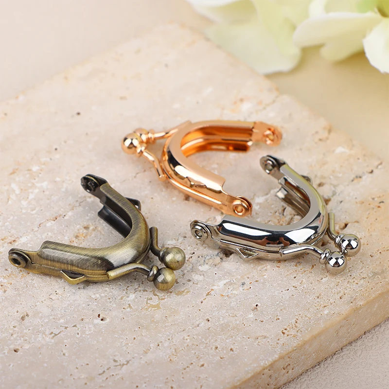 1Pcs Tiny Round Kiss Lock Clasp Purse Frame With Outter Loops Glue-In Kiss Lock Frame DIY Bag Making Accessories 2.5cm*3.5cm