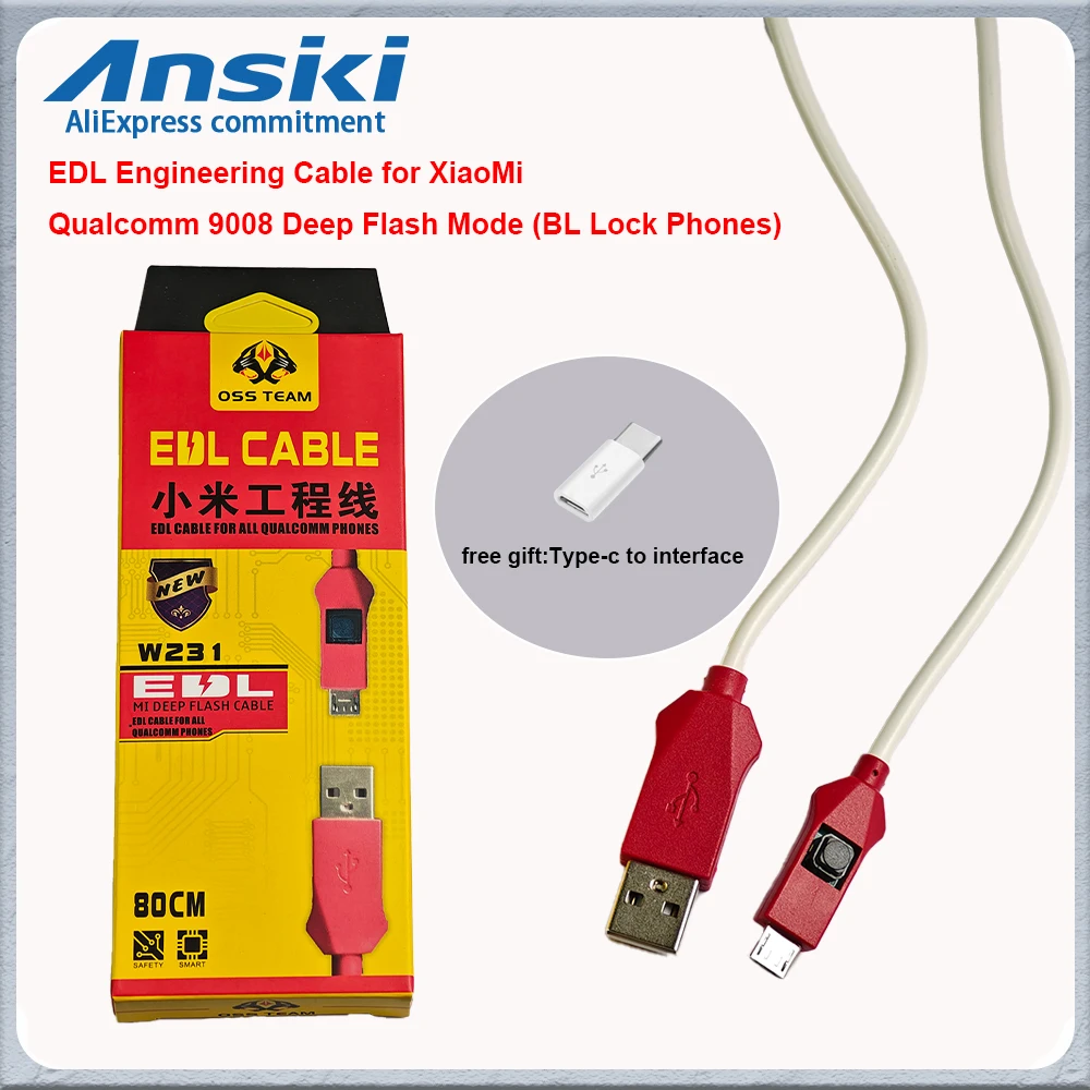 

OSS W231 EDL Engineering Cable for Xiaomi Redmi Qualcomm 9008 Deep Flash Mode BL Lock Phones Phone Flashing/Unlocking Tool