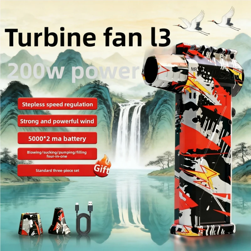 

Профессиональный бесщеточный вакуумный вентилятор L3, 300000 об/мин, 75 м/с, турбоструйный фен, пистолет для мойки автомобиля, снегоочиститель, многофункциональный инструмент