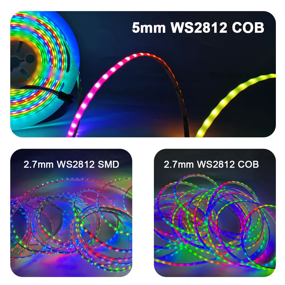 1M-5M Ultra Narrow 2.7mm 5mm WS2812B LED Strip Light 160Leds/m Individually Addressable WS2812 2020 RGBIC Samrt Tape DC5V/12V