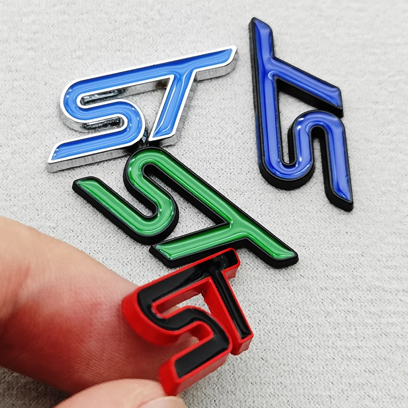 3D Metal Car Logo ST Steering Wheel Sticker Badge Emblem For Ford Focus 2 3 K2 MK3 MK7 Kuga Puma Explorer Fiesta Accessories