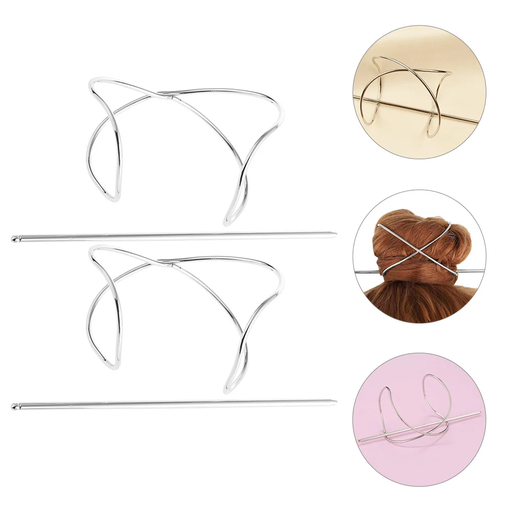

2pcs Cuffs Silver Cuffs Clips Clip Holder For for Bun Clips For Hair Women Styling Tools Hair Bun Accessories