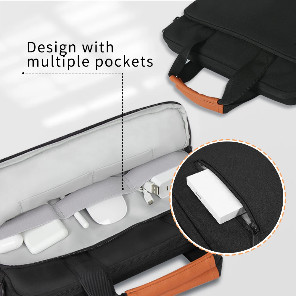 Maletín de negocios para hombre, bolsa de hombro para ordenador portátil de 15,6 pulgadas, con correa larga, de gran capacidad