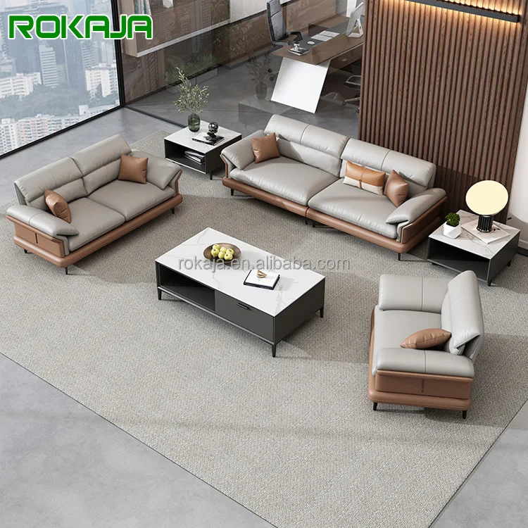 Modern Office Sofa Set Simple Leather Leisure 1+2+3 Seat Sofa Hotel Apartment Living Room Negotiation Reception Sofa