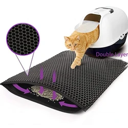 Estera de arena impermeable para gatos, caja de arena de doble capa, antideslizante, lavable, productos de cama