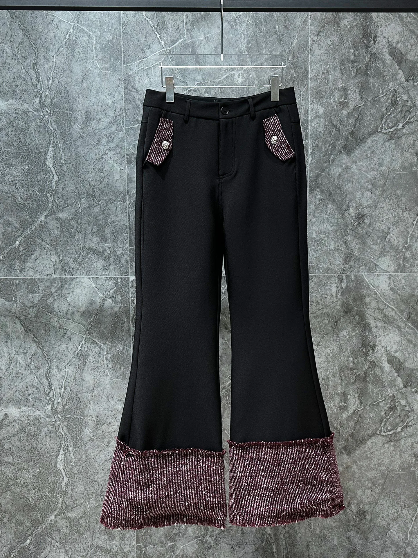 

Модные мужские вязаные брюки с пэчворком, прямые, слегка расклешенные, класса люкс, повседневные, из полиэстера