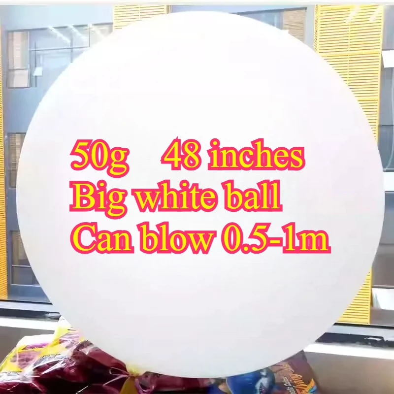 48/72/96/120 Inch 300g Giant White Weather Balloon 3-3.5m Inflatable Flying Balloon for Outdoor Event & Large Celebration